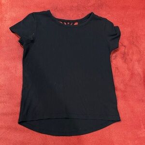 Black Kids T-Shirt. Size small or 6/7. Old navy. Design in upper back. High low